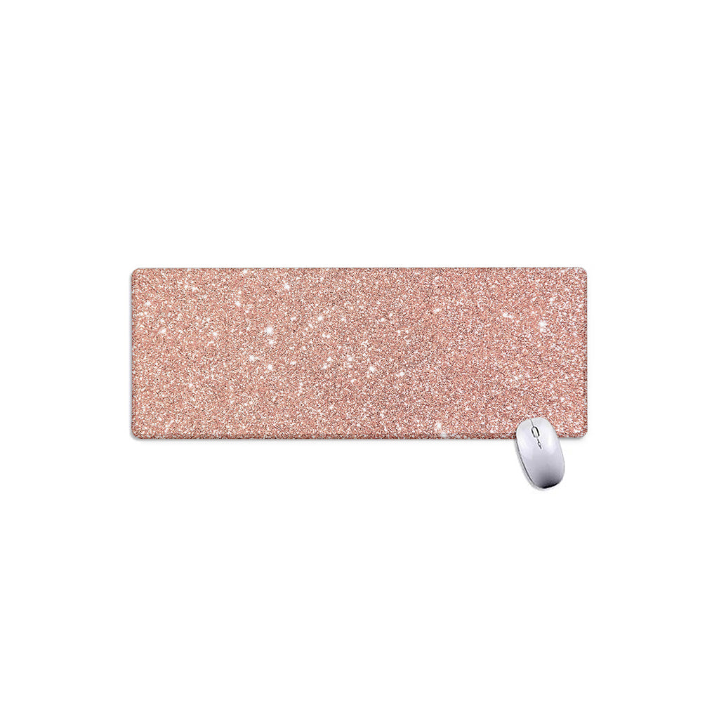 Rose Gold (NOT Real) Glitter Print Extended Mouse Pad