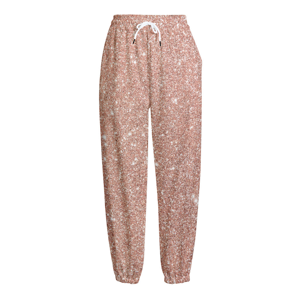 Rose Gold (NOT Real) Glitter Print Fleece Lined Knit Pants