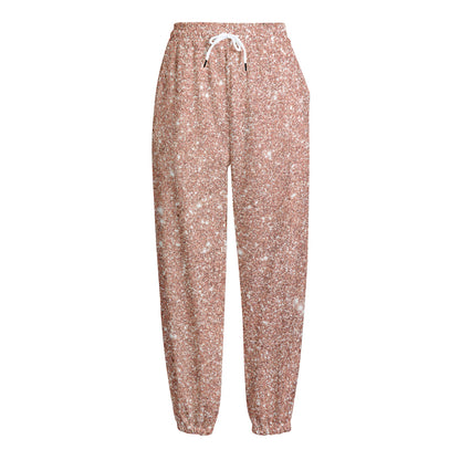 Rose Gold (NOT Real) Glitter Print Fleece Lined Knit Pants