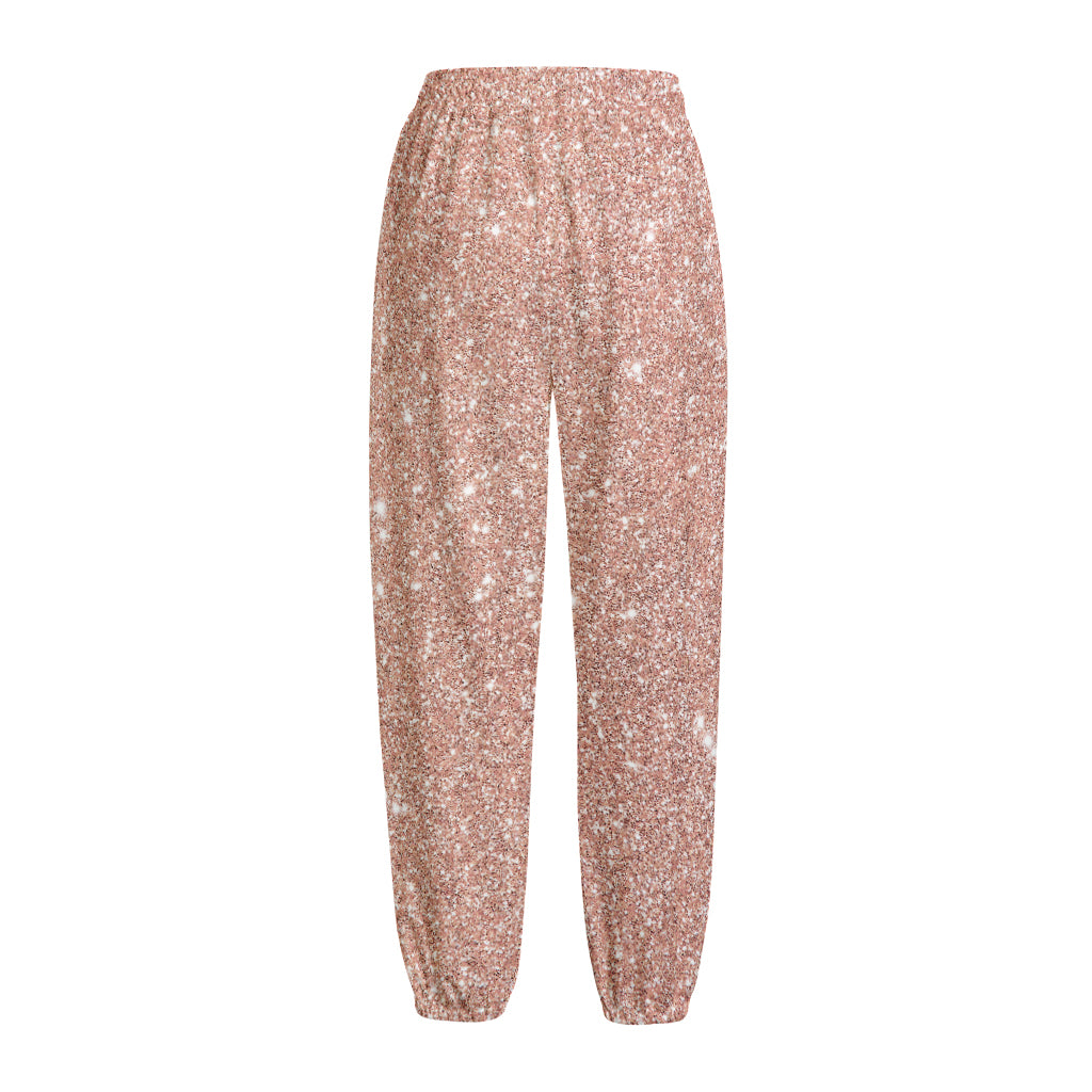 Rose Gold (NOT Real) Glitter Print Fleece Lined Knit Pants