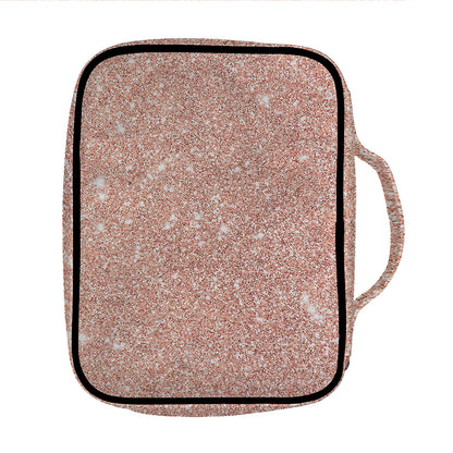 Rose Gold (NOT Real) Glitter Print Front Pocket Bible Bag
