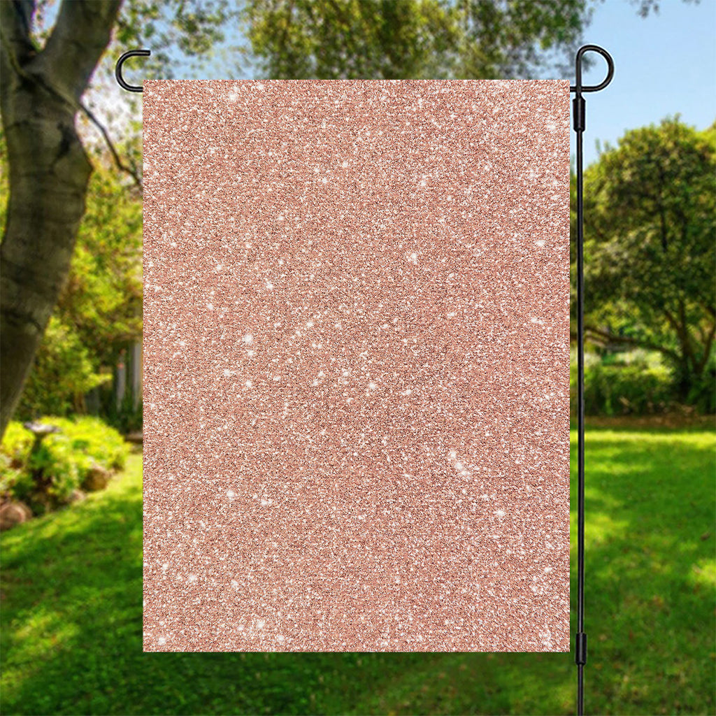 Rose Gold (NOT Real) Glitter Print Garden Flag