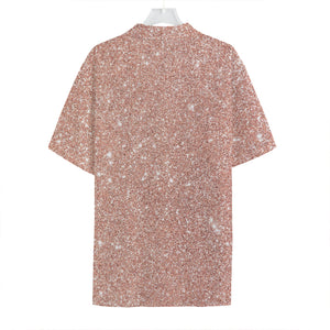 Rose Gold (NOT Real) Glitter Print Hawaiian Shirt