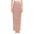 Rose Gold (NOT Real) Glitter Print High Slit Maxi Skirt