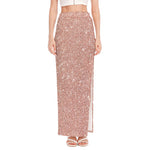 Rose Gold (NOT Real) Glitter Print High Slit Maxi Skirt