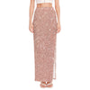 Rose Gold (NOT Real) Glitter Print High Slit Maxi Skirt