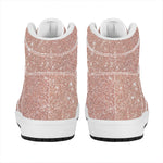 Rose Gold (NOT Real) Glitter Print High Top Leather Sneakers