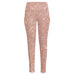 Rose Gold (NOT Real) Glitter Print High-Waisted Pocket Leggings