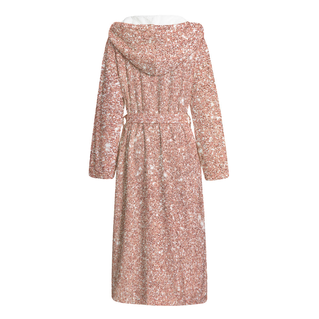 Rose Gold (NOT Real) Glitter Print Hooded Bathrobe