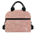 Rose Gold (NOT Real) Glitter Print Insulated Lunch Bag