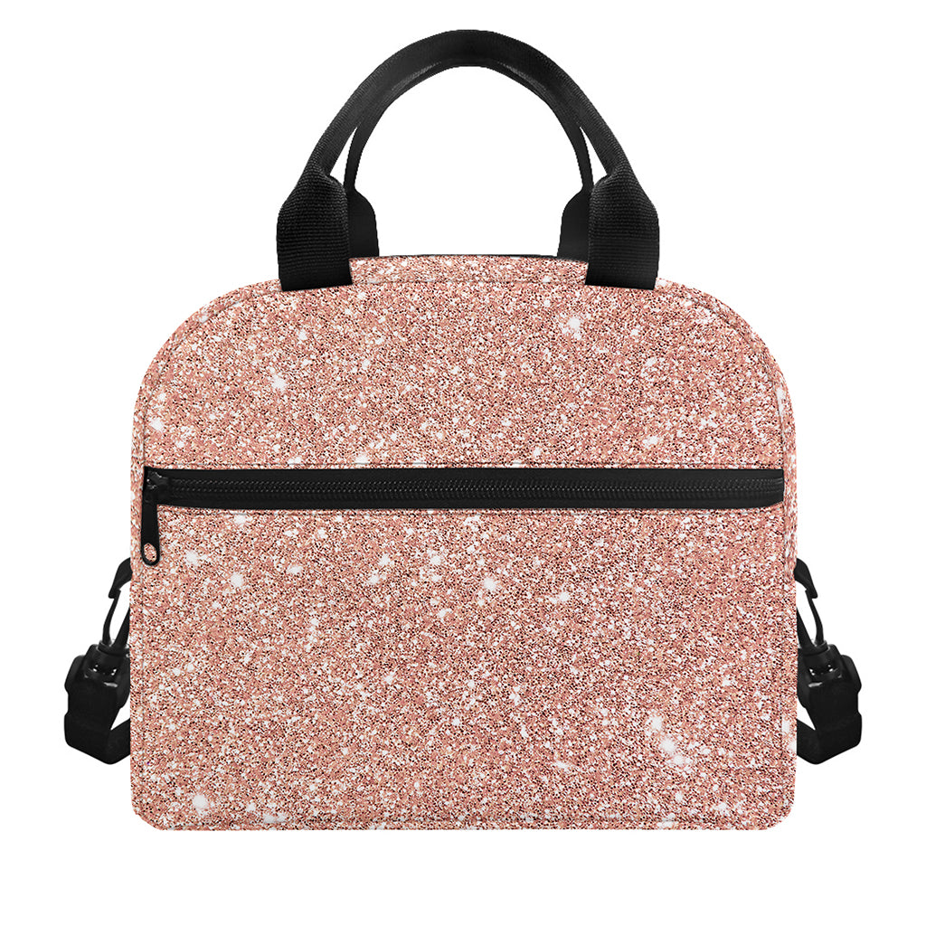 Rose Gold (NOT Real) Glitter Print Insulated Lunch Bag