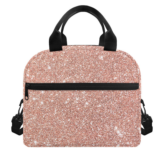 Rose Gold (NOT Real) Glitter Print Insulated Lunch Bag