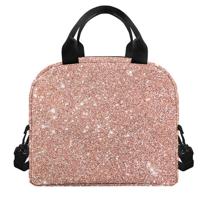 Rose Gold (NOT Real) Glitter Print Insulated Lunch Bag