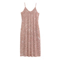 Rose Gold (NOT Real) Glitter Print Jersey Midi Cami Dress