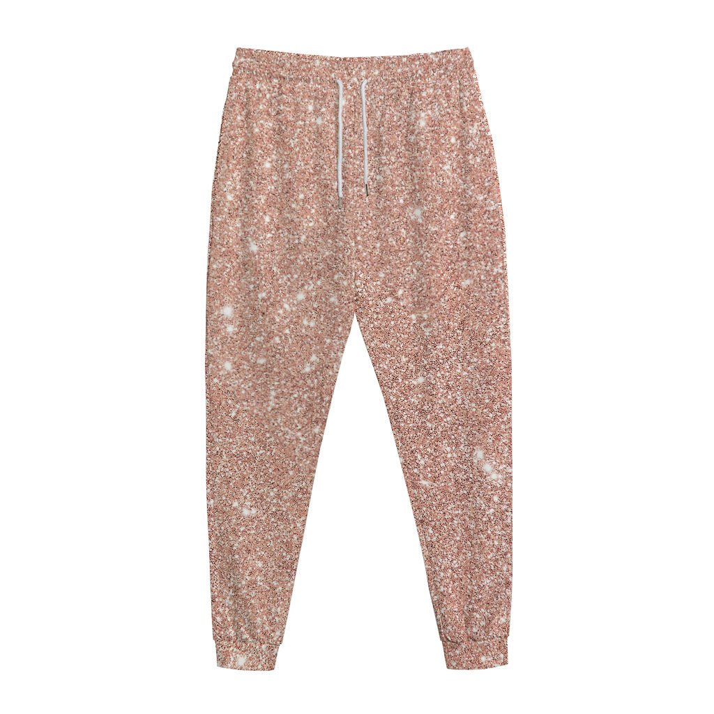 Rose Gold (NOT Real) Glitter Print Jogger Pants