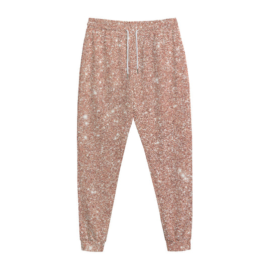 Rose Gold (NOT Real) Glitter Print Jogger Pants