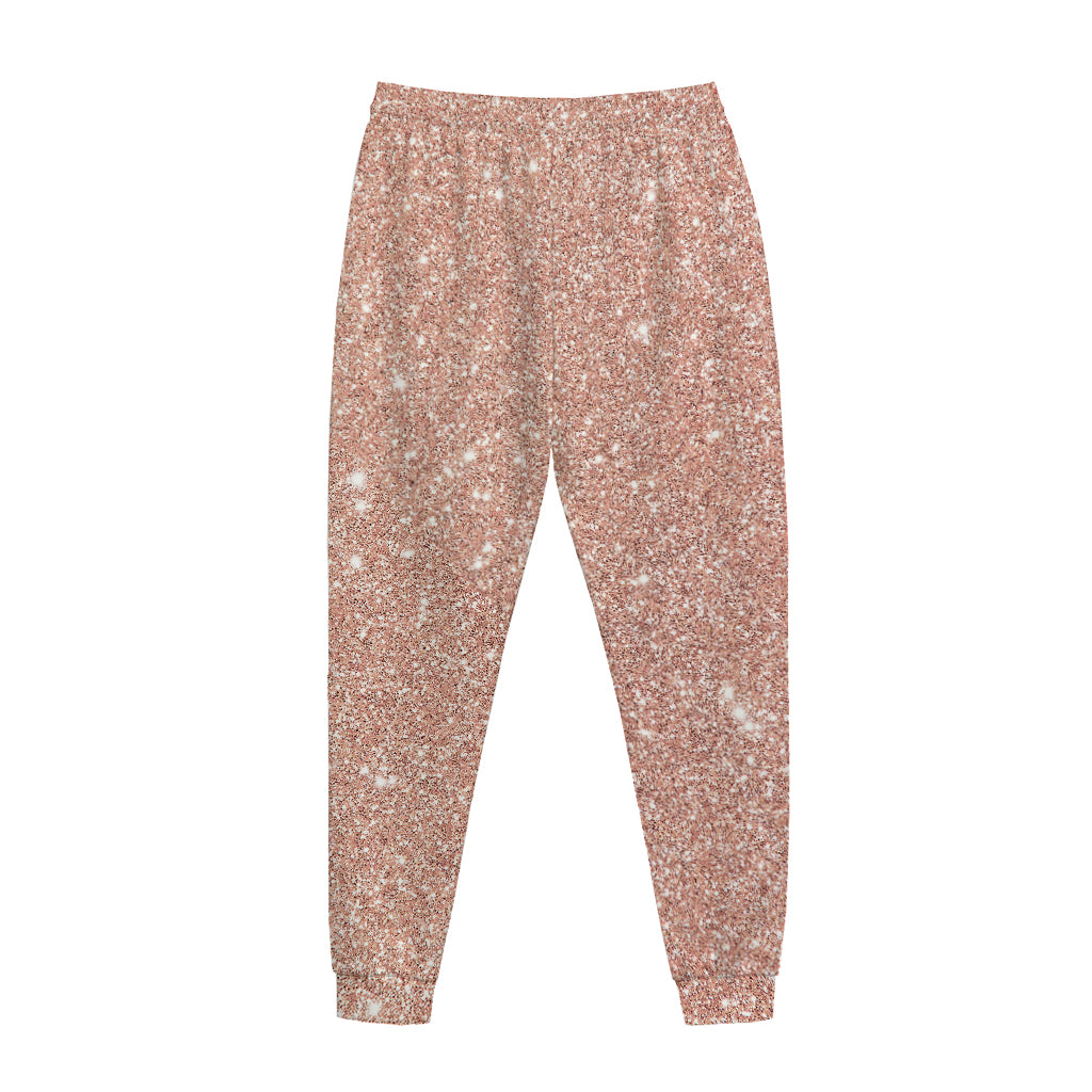Rose Gold (NOT Real) Glitter Print Jogger Pants