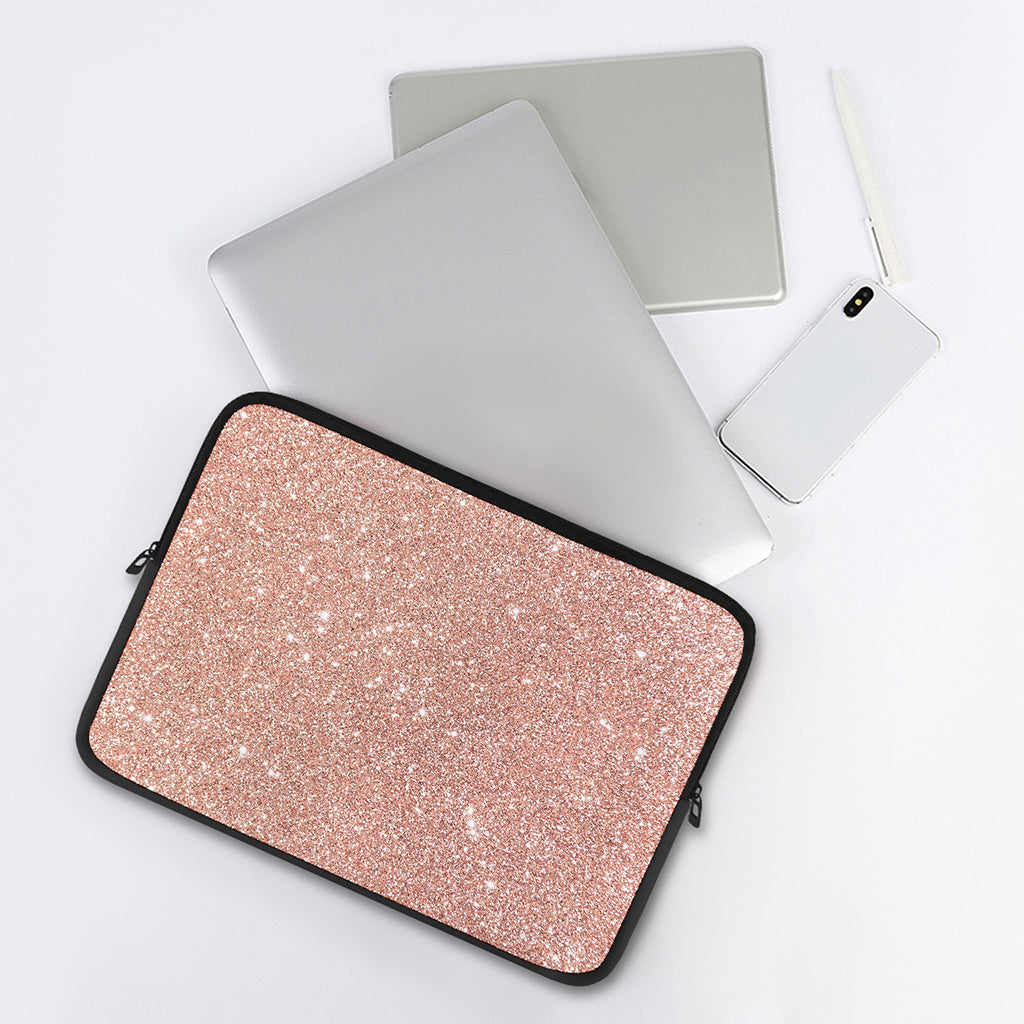 Rose Gold (NOT Real) Glitter Print Laptop Sleeve