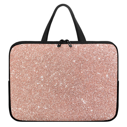 Rose Gold (NOT Real) Glitter Print Laptop Sleeve With Handle