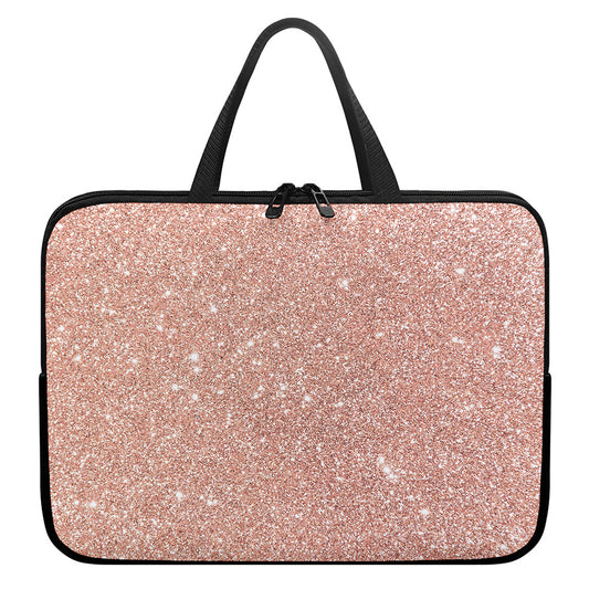 Rose Gold (NOT Real) Glitter Print Laptop Sleeve With Handle