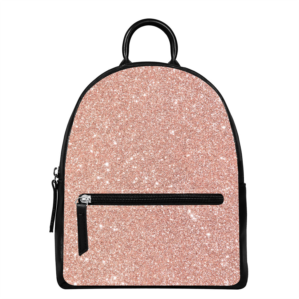 Rose Gold (NOT Real) Glitter Print Leather Backpack