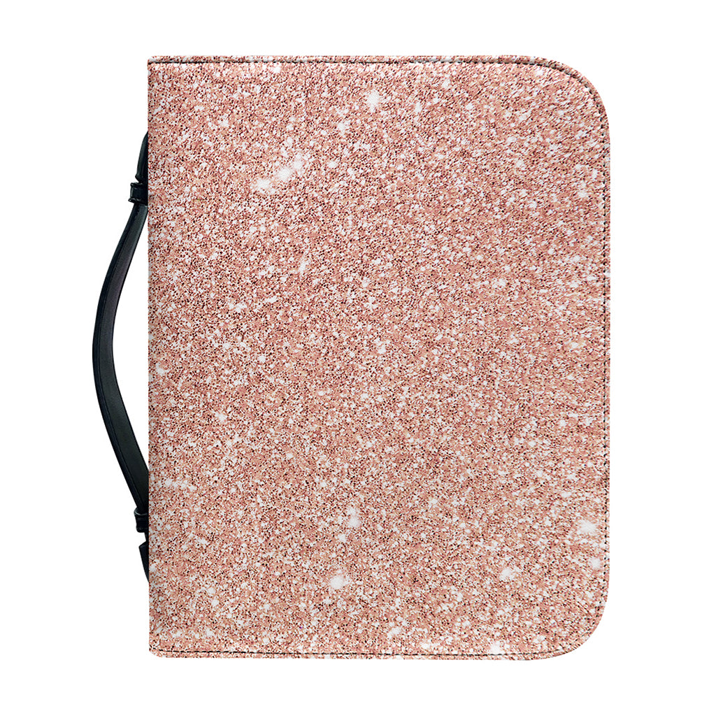 Rose Gold (NOT Real) Glitter Print Leather Bible Cover
