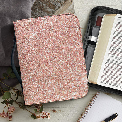 Rose Gold (NOT Real) Glitter Print Leather Bible Cover