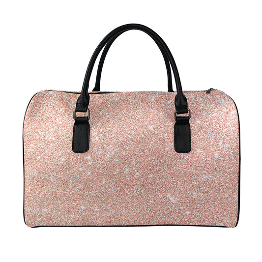Rose Gold (NOT Real) Glitter Print Leather Duffle Bag
