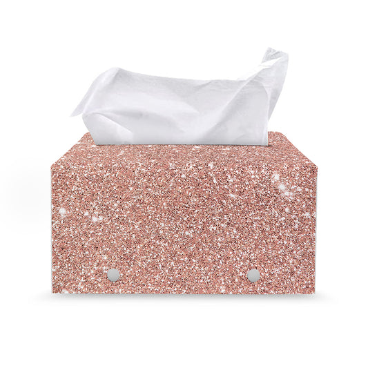 Rose Gold (NOT Real) Glitter Print Leather Tissue Box Cover