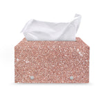Rose Gold (NOT Real) Glitter Print Leather Tissue Box Cover