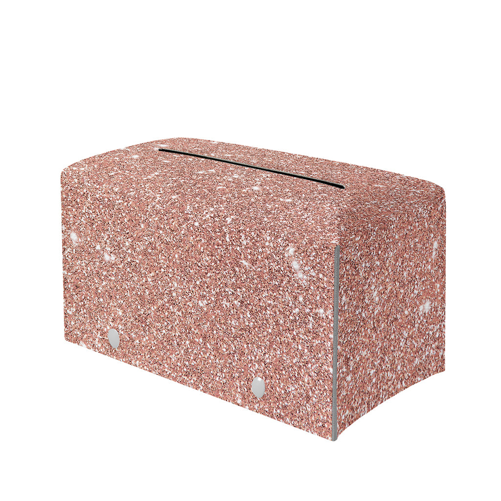 Rose Gold (NOT Real) Glitter Print Leather Tissue Box Cover