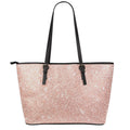 Rose Gold (NOT Real) Glitter Print Leather Tote Bag With Zipper