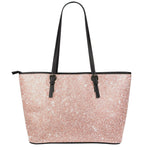 Rose Gold (NOT Real) Glitter Print Leather Tote Bag