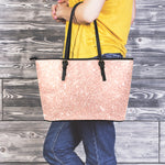 Rose Gold (NOT Real) Glitter Print Leather Tote Bag