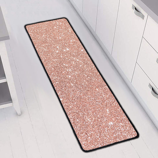 Rose Gold (NOT Real) Glitter Print Long Kitchen Mat