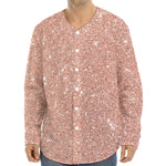 Rose Gold (NOT Real) Glitter Print Long Sleeve Baseball Jersey