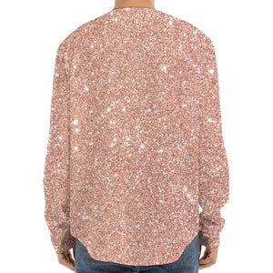 Rose Gold (NOT Real) Glitter Print Long Sleeve Baseball Jersey