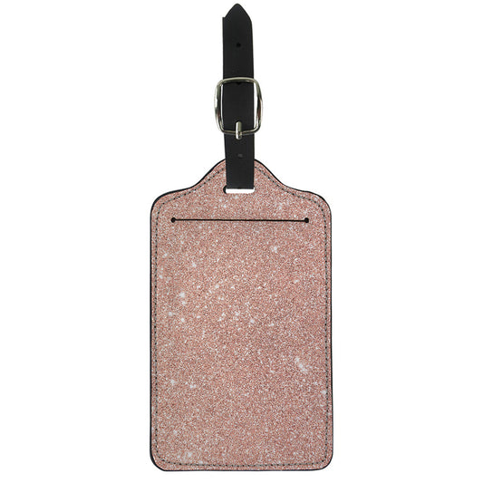Rose Gold (NOT Real) Glitter Print Luggage Tag