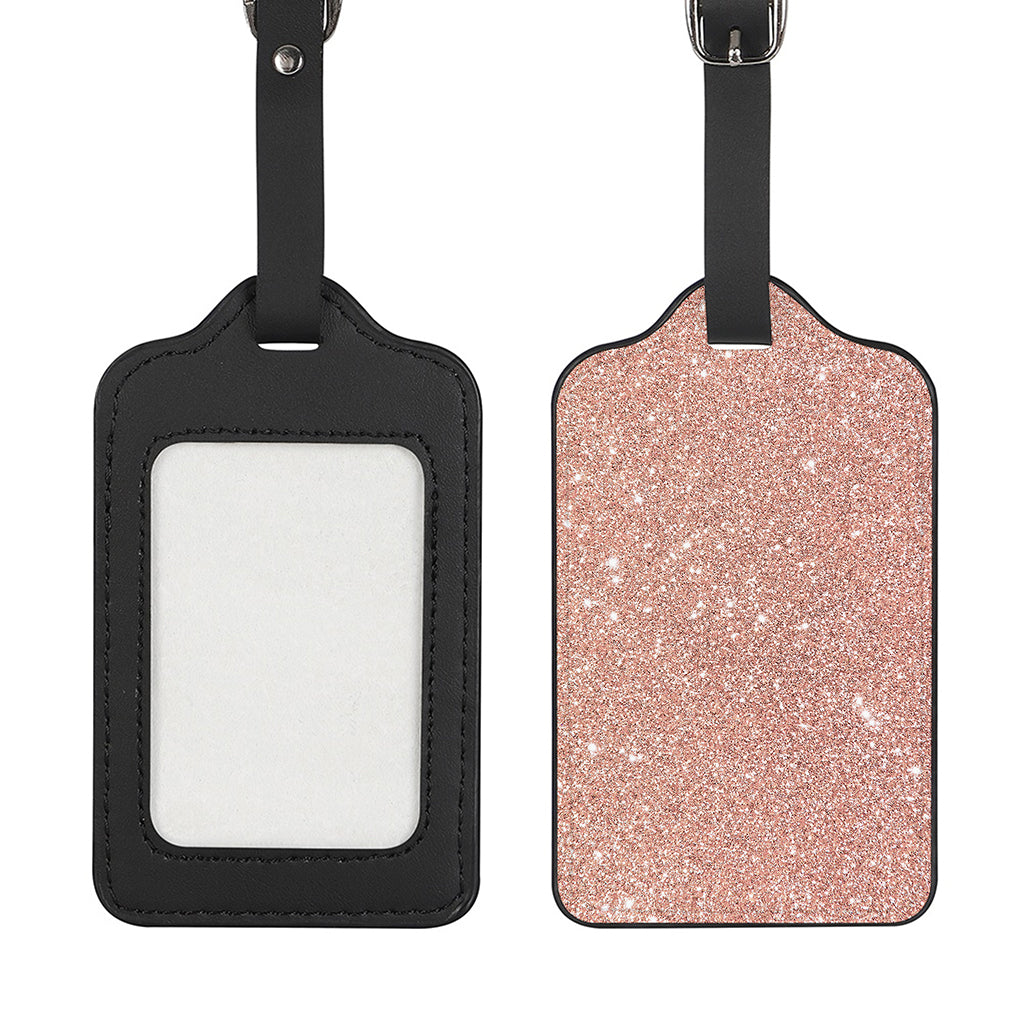 Rose Gold (NOT Real) Glitter Print Luggage Tag