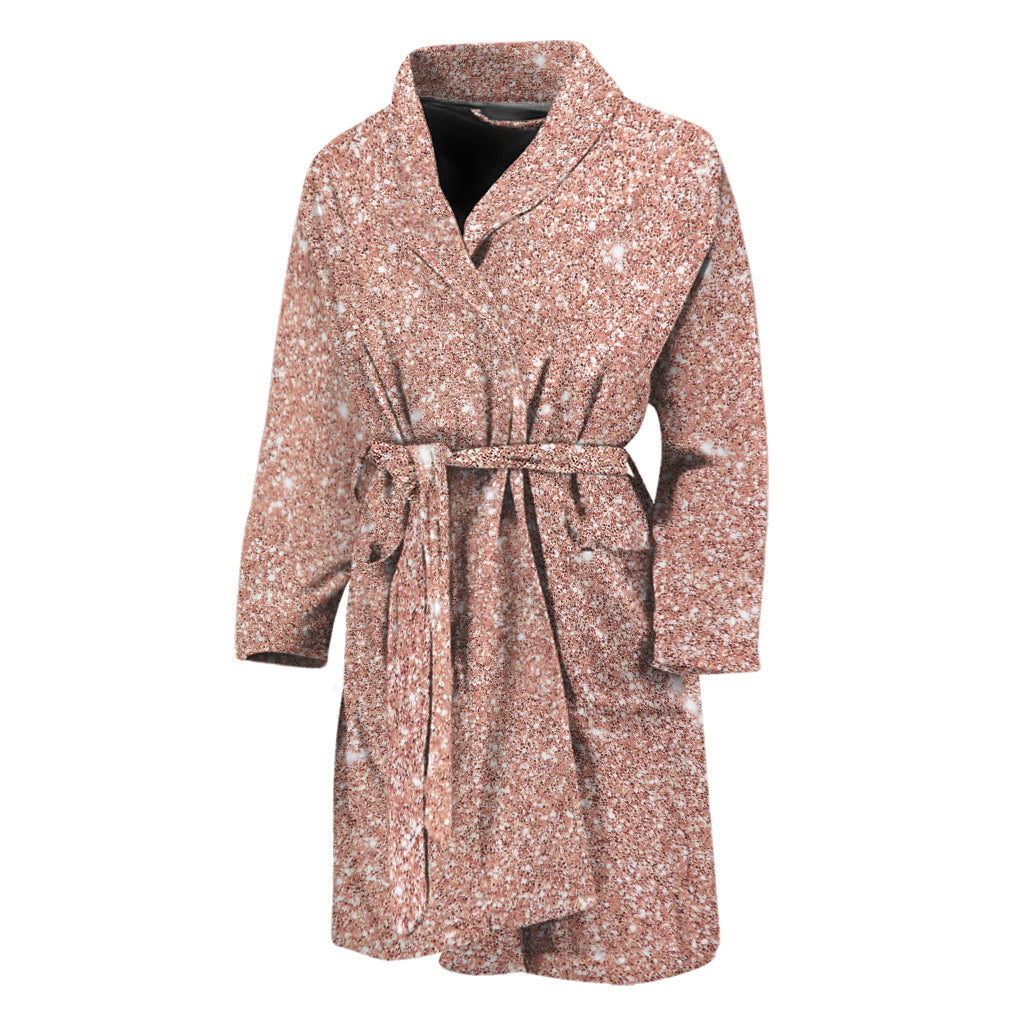 Rose Gold (NOT Real) Glitter Print Men's Bathrobe