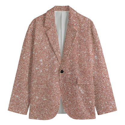 Rose Gold (NOT Real) Glitter Print Men's Blazer