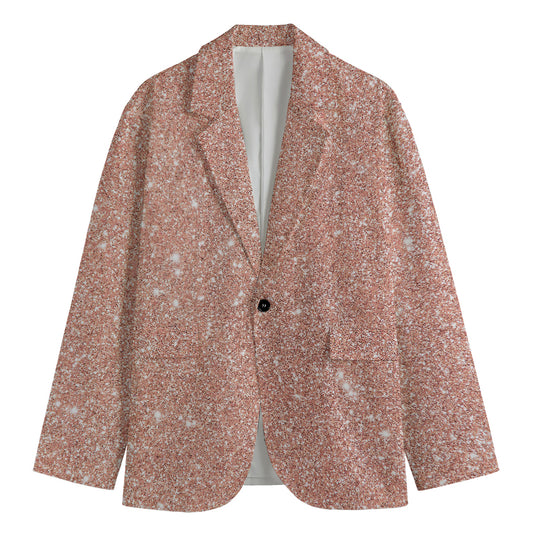 Rose Gold (NOT Real) Glitter Print Men's Blazer