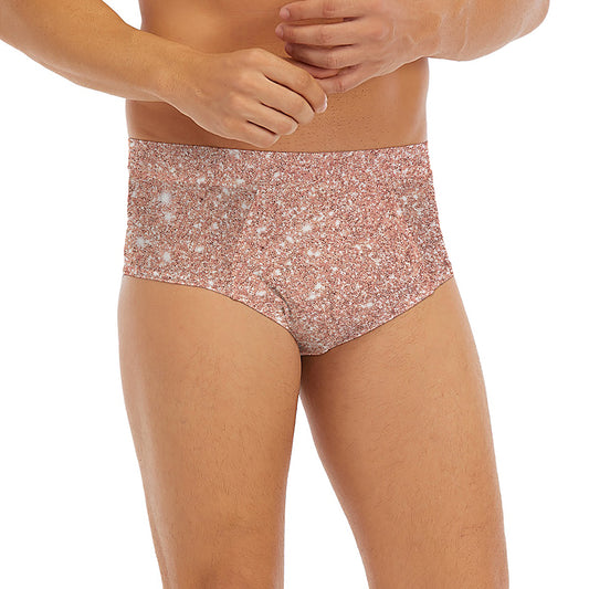 Rose Gold (NOT Real) Glitter Print Men's Briefs