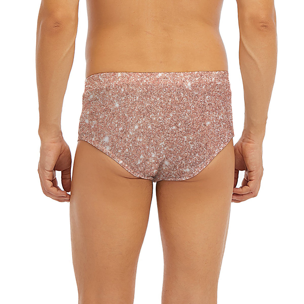 Rose Gold (NOT Real) Glitter Print Men's Briefs