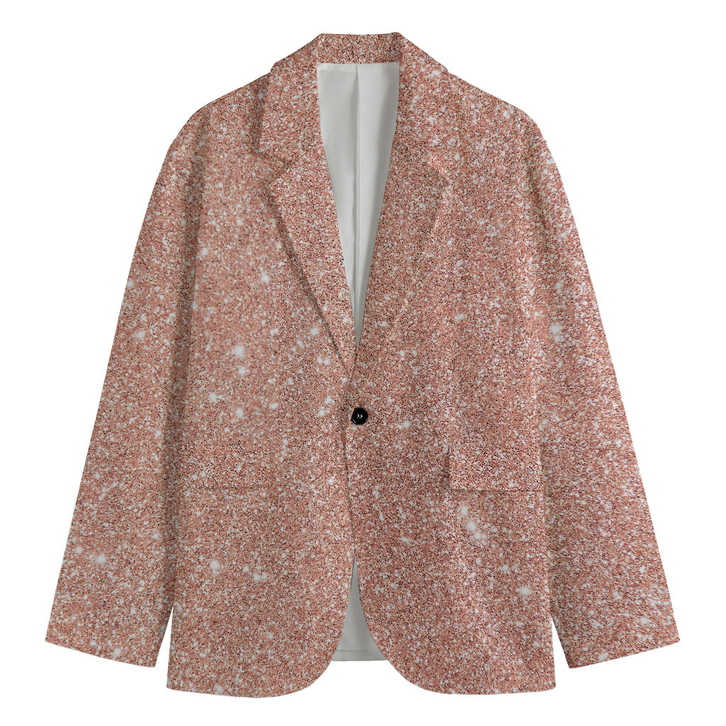 Rose Gold (NOT Real) Glitter Print Men's Cotton Blazer