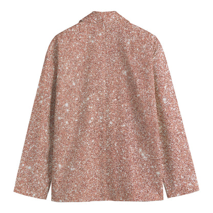 Rose Gold (NOT Real) Glitter Print Men's Cotton Blazer