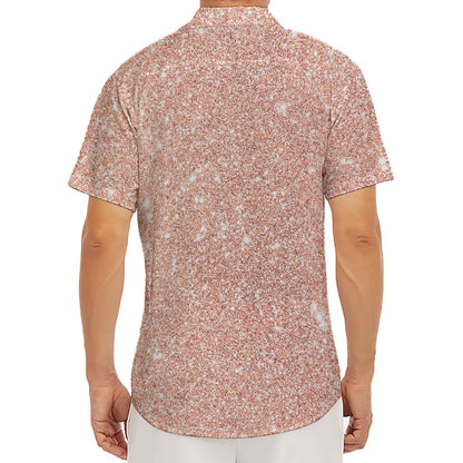 Rose Gold (NOT Real) Glitter Print Men's Deep V-Neck Shirt
