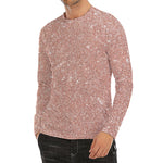 Rose Gold (NOT Real) Glitter Print Men's Long Sleeve Rash Guard