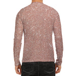 Rose Gold (NOT Real) Glitter Print Men's Long Sleeve Rash Guard