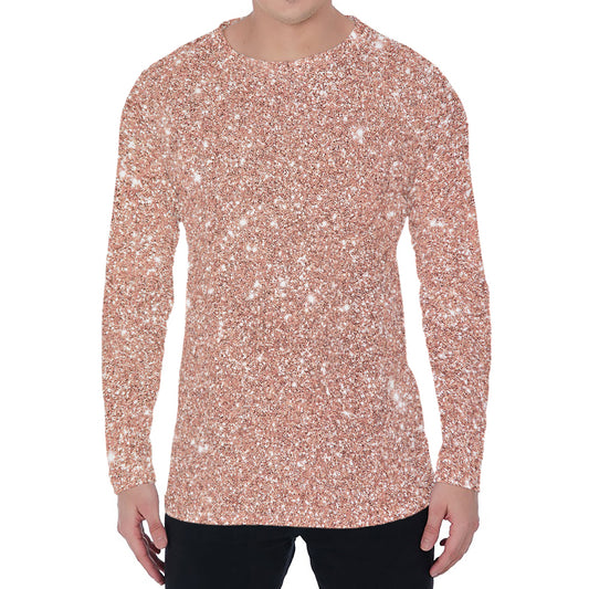 Rose Gold (NOT Real) Glitter Print Men's Long Sleeve T-Shirt